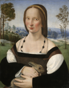 portrait of a ldawith- rabbit yale